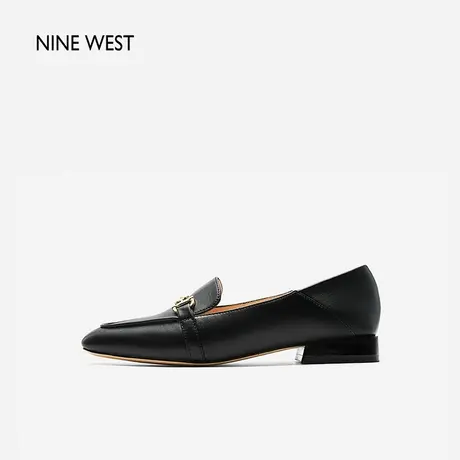 Nine West/玖熙经典衔扣英伦乐福鞋2024年春季新款真皮一脚蹬单鞋图片