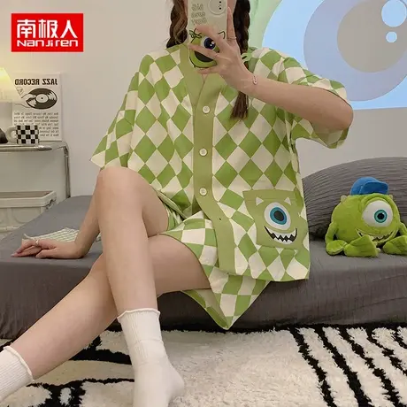 南极人睡衣女夏季天短袖短裤小个子网红风大码外穿可爱家居服套装图片