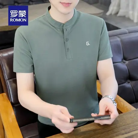 罗蒙男士冰丝短袖Polo衫夏季薄款立领T恤凉感商务休闲男装上衣服图片