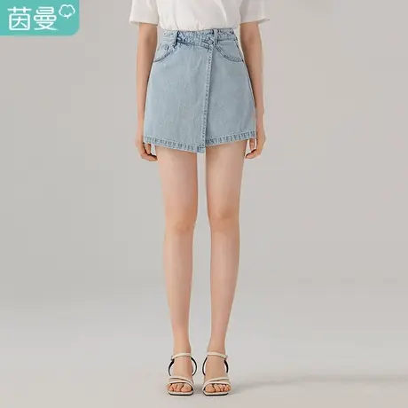 【商场同款】茵曼2023夏装新款高腰经典不规则裤裙韩版显瘦牛仔裤图片