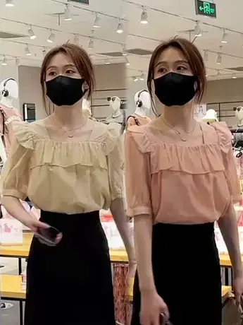 2023夏季百搭衬衫女法式设计感方领粉色系穿搭纯色衬衣女新款洋气商品大图