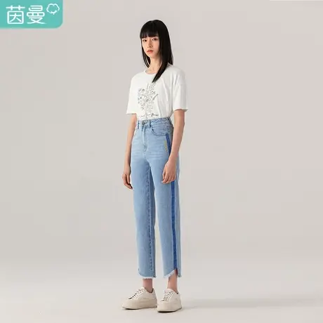 【商场同款】茵曼2023特价清仓素雅印花落肩短袖Ｔ恤学生年轻活泼图片