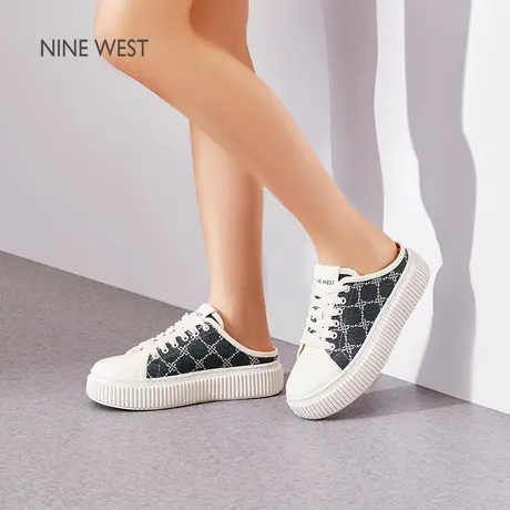Nine West/玖熙厚底半拖女2025夏季新款外穿增高饼干拖气质包头拖图片