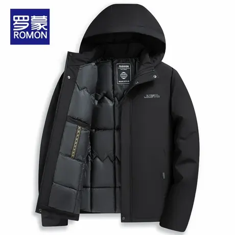 罗蒙棉衣男士加厚保暖连帽棉袄2024秋冬季新款中年爸爸装棉服外套图片