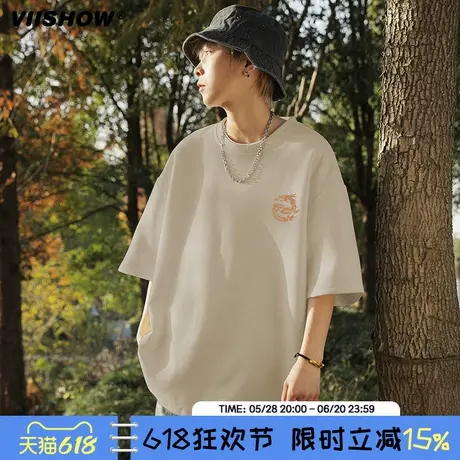 VIISHOW美式短袖T恤男款2024夏季新款时尚潮流休闲百搭半袖上衣服商品大图