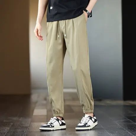 春秋休闲裤男士2024新款潮牌束脚宽松九分运动工装裤子男夏季薄款商品大图