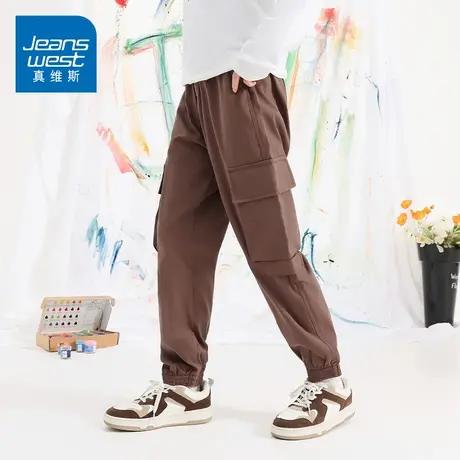 GZ真维斯春秋季多口袋工装休闲裤男生束脚裤子九分抽绳松紧腰9分商品大图