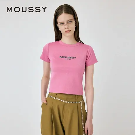 【慧姐专享】MOUSSY 通勤极简主义闪光LOGO短袖T恤010HAL90-2111图片