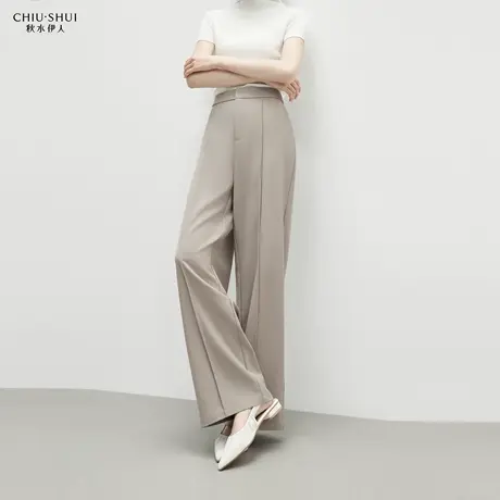 【晶晶姐妹专享】秋水伊人H型纱线织造阔腿裤型休闲裤休闲简约裤商品大图