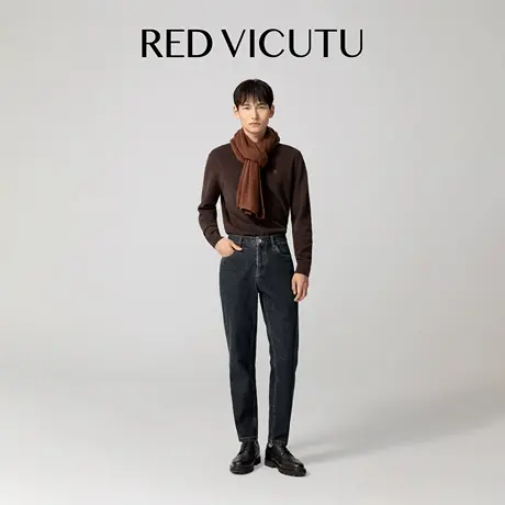 VICUTU威可多男休闲裤子舒适亲肤长裤休闲日常通勤百搭新款牛仔裤图片