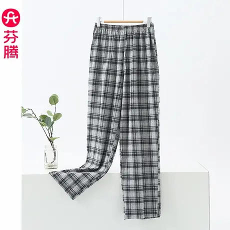 芬腾春秋睡裤女纯棉格子长裤大码宽松全棉休闲裤外穿家居裤2025年商品大图