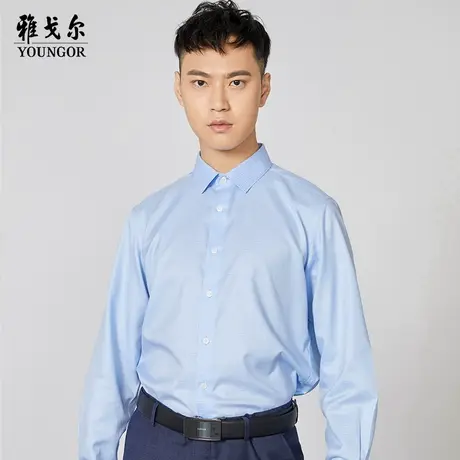 雅戈尔奥莱 商场同款男士长袖衬衫秋季商务休闲纯棉DP免烫衬衫商品大图