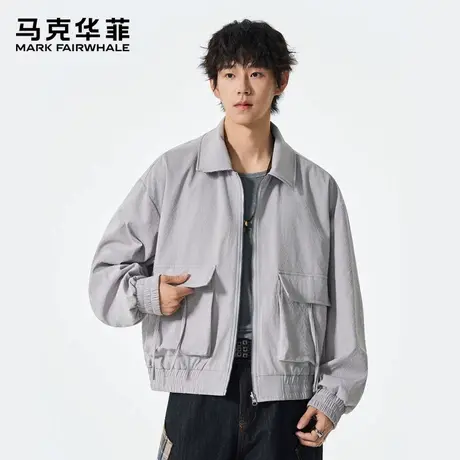 马克华菲双面穿翻领外套上衣男士2025新款秋季宽松休闲工装夹克潮图片