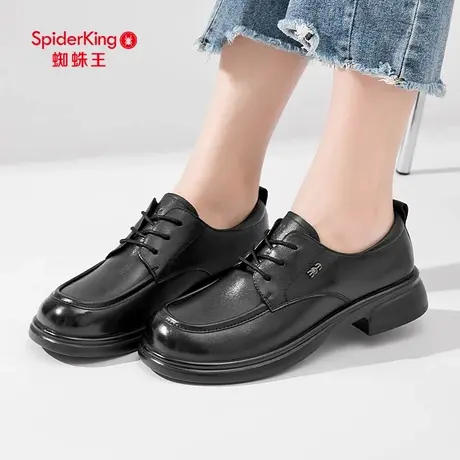 蜘蛛王女鞋2025新款真皮厚底百搭英伦风系带小皮鞋复古乐福鞋软底商品大图