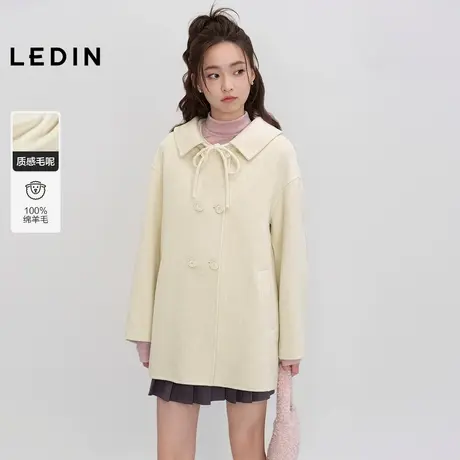 【商场同款】乐町100%羊毛大衣中长款女冬甜妹毛呢外套C1AAF4245商品大图