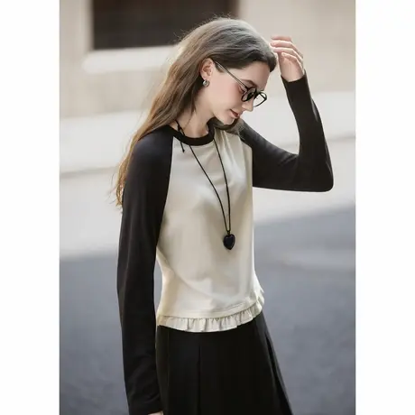 唐狮打底衫女秋冬圆领针织打底衫女可外穿高级感内搭上衣女洋气TA图片