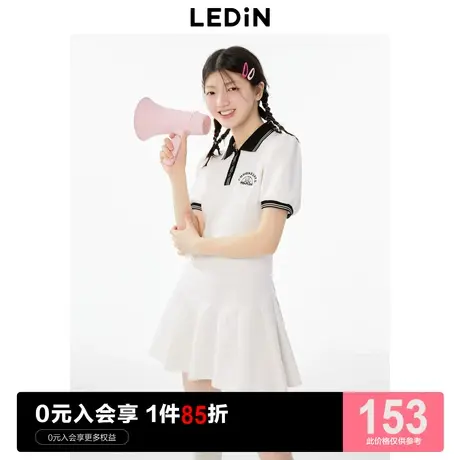 乐町休闲学院连衣裙23夏季新款秋季甜美风白色裙运动风POLO连衣裙图片