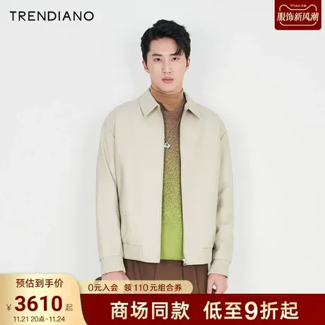 TRENDIANO真皮外套2023新款春秋季男款个性皮衣机车夹克潮图片