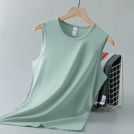 莫代尔棉背心男士夏季冰丝速干凉感运动坎肩纯色无袖t恤跨栏汗衫商品大图