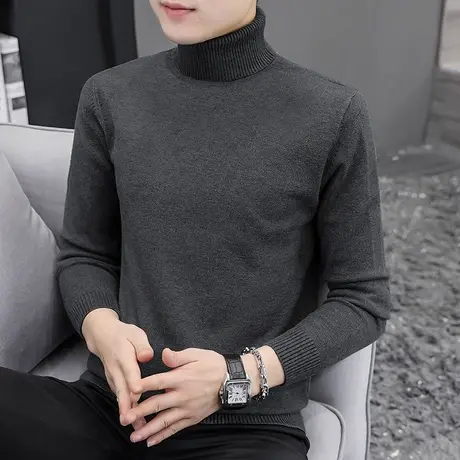 半高领毛衣男纯色春秋款潮流针织衫秋冬内搭打底衫秋季毛线衣毛衫商品大图