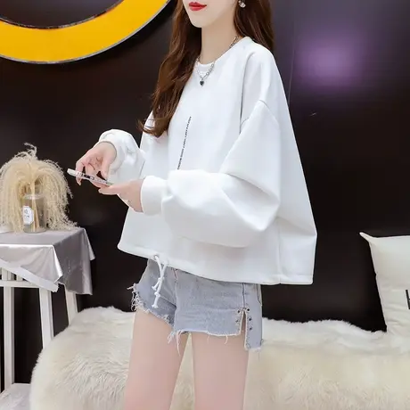 短款小个子卫衣外套女2024新款早春季宽松休闲洋气百搭设计感上衣图片