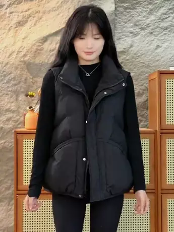 羽绒马甲女外穿冬季2023新款马夹短款宽松百搭加厚坎肩背心外套潮商品大图