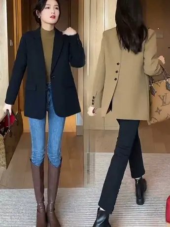 小西装外套女士2023春秋新款韩版宽松显瘦上衣气质小个子休闲西服图片