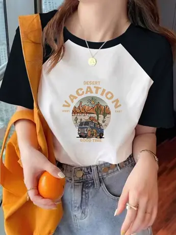 仿棉短袖t恤女2023新款夏季美式复古港味chic潮牌小众设计感上衣图片