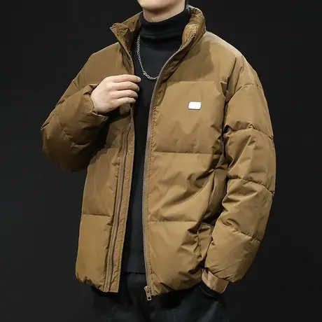 90鸭羽绒服男冬季立领2023新款大码男装男士美式潮牌外套加肥加大商品大图