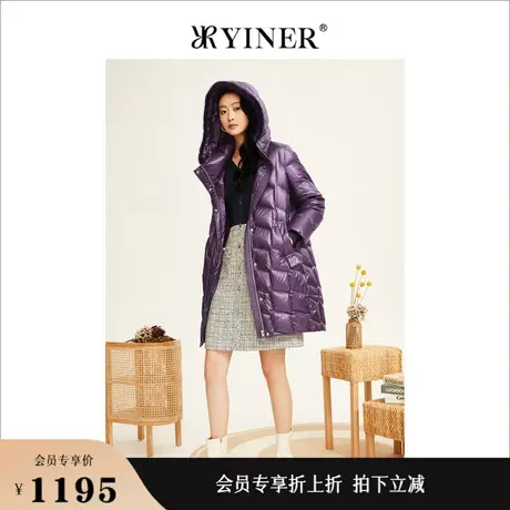 YINER音儿女装冬季连帽设计感白鹅绒羽绒服图片