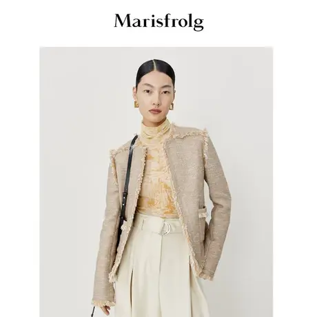 【小香风】玛丝菲尔春季新款卡其色商场同款短外套优雅气质女商品大图