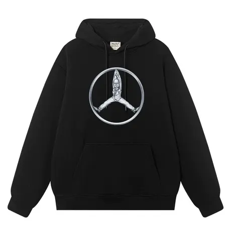 德国汽车之父logo卡尔Benz恶搞连帽卫衣男潮流美式加绒加厚上衣服图片