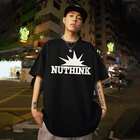 Nuthink美式街头嘻哈短袖T恤男潮牌春季国潮宽松潮流大码半袖上衣商品大图