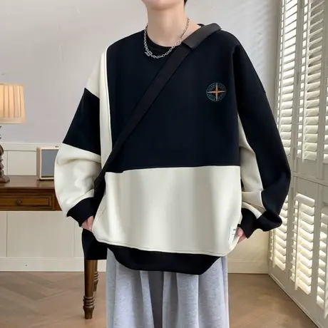 男士重磅卫衣春秋男上衣潮牌男装2024新款冬装男款秋款长袖T恤ins图片