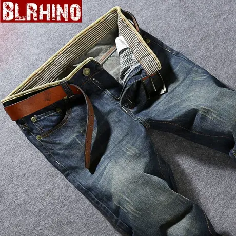 秋冬潮裤男士青年牛仔裤男直筒修身长裤子复古潮男韩版牛仔长裤男图片