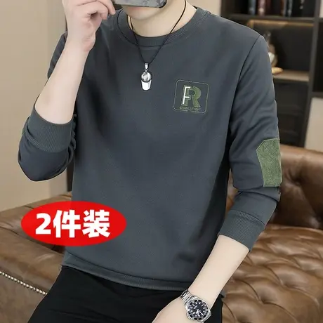 圆领卫衣男士秋冬季新款潮流修身百搭长袖T恤打底衫休闲男装上衣商品大图