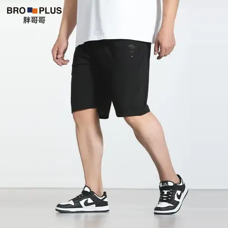 [鹰头刺绣裤]夏季薄款大码冰丝裤男宽松加肥加大5分短裤男五分裤商品大图