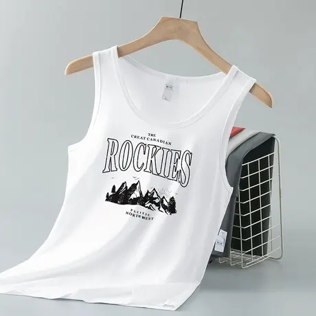 莫代尔冰丝背心男夏季健身跨栏运动坎肩速干凉感白色无袖吊带汗衫商品大图