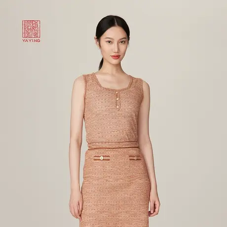 EP雅莹高端系列 方领收腰无袖内搭毛针织衫 商场同款9508A图片