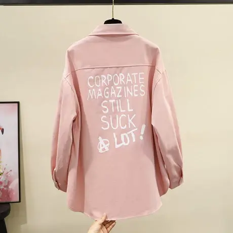 早春外套女2022春秋季新款牛仔衬衫韩版宽松大码bf百搭中长款风衣商品大图