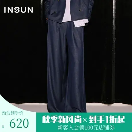 恩裳COVER2023秋装新款时尚仿牛仔宽松拖地裤简约气场显瘦休闲裤商品大图