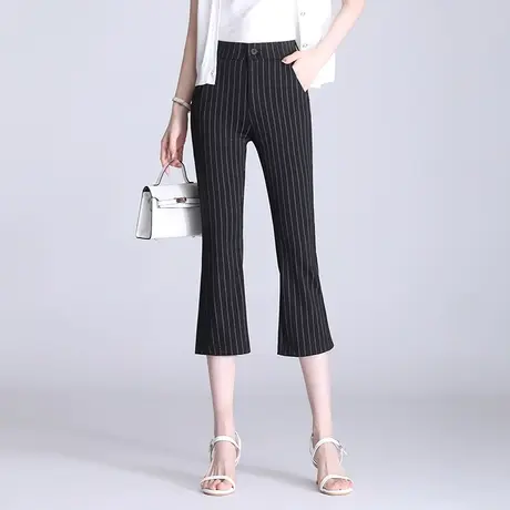 女士七分裤夏季显瘦弹力微喇叭裤子2023新款小个子通勤休闲八分裤商品大图