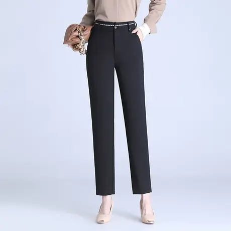 黑色小西裤女秋季2023新款高腰时尚直筒小脚裤显瘦气质休闲烟管裤商品大图