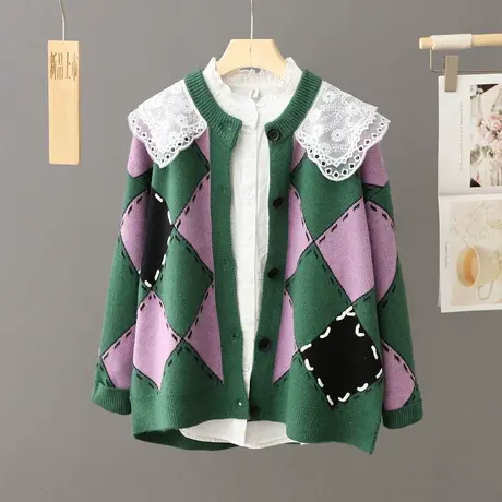 秋季复古开衫毛衣外套女慵懒风2023新款设计感小众针织衫外套上衣商品大图