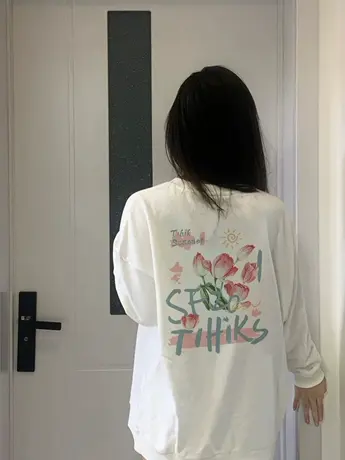 oversize艺术生奶乖郁金香卫衣女ins潮牌春秋季薄款宽松早秋上衣图片