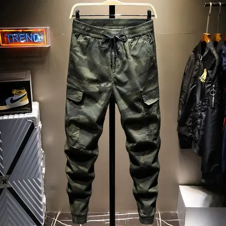 春夏款迷彩工装裤男束脚潮牌宽松休闲长裤百搭潮流男裤子韩版潮流图片