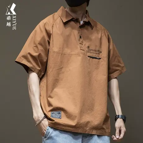 夏季工装衬衫男Polo衫宽松大码男装衬衣男士短袖t恤男生休闲上衣商品大图