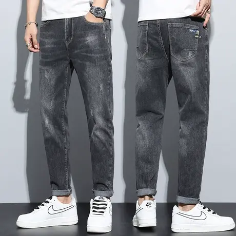 黑色痞帅潮牌牛仔裤男士直筒宽松夏季薄款夏天休闲男裤子潮流百搭商品大图