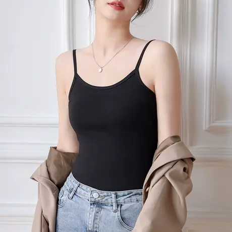 纯棉吊带背心女内搭细肩带2023新款夏季打底黑色显瘦外穿美背上衣图片