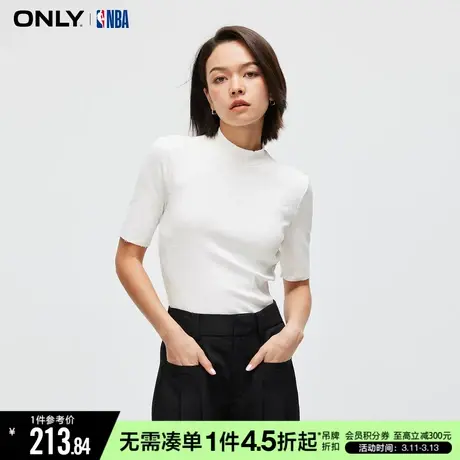 ONLY夏季NBA联名款时尚正肩显瘦半高领短款短袖T恤女|123301031商品大图